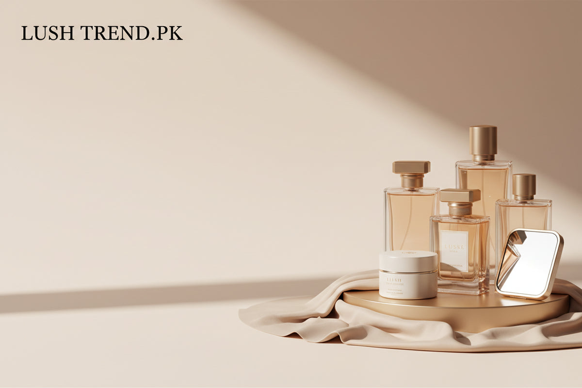 Warm-luxury perfume and beauty storefront banner